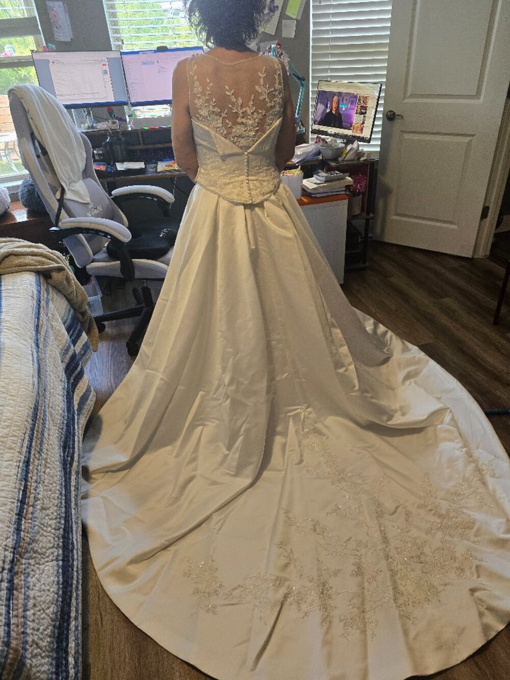 Bridal Originals 2 Piece White Satin Wedding Gown Sz 12